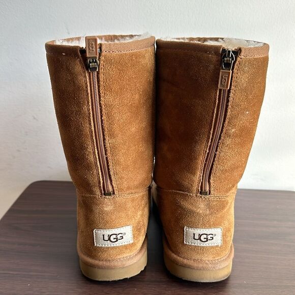 UGG Lil Sunshine II Back Zipper Tall Suede Boots Chestnut Tan Sz 4 - Picture 3 of 7